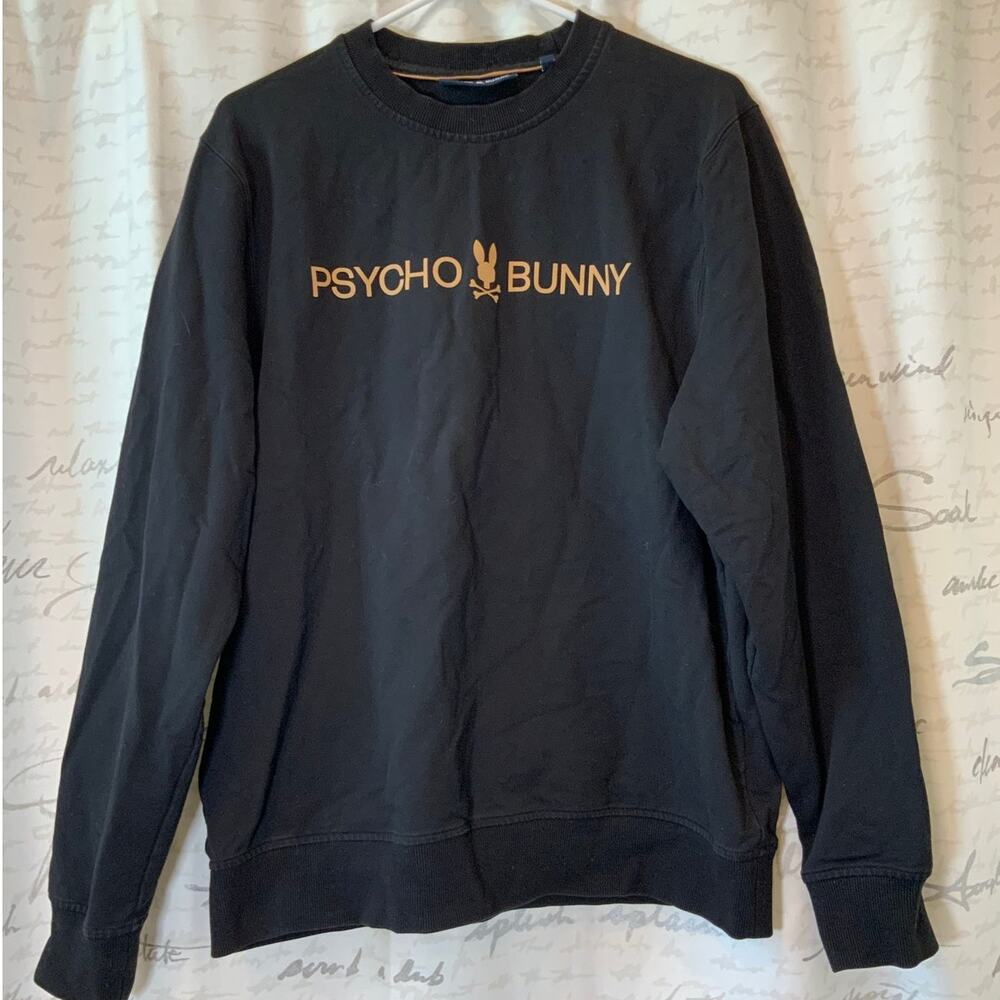 Psycho Bunny Gray Orange Spellout Crewneck Sweatshirt Men's Large Streetwear L
